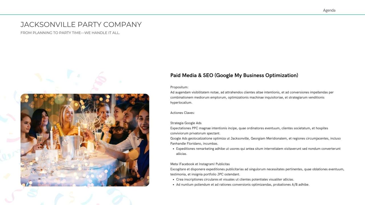 Jacksonville party company marketing strategy