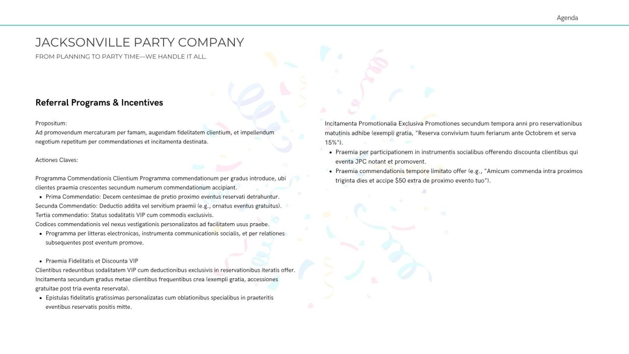 Jacksonville party company marketing strategy